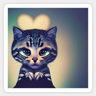 Pretty Cross Eyed Kitty Loves You! Sticker